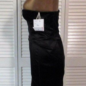 CHRISTIAN DIOR BLACK SATIN 2 WAY BRA STRAP OR BUSTIER STRAPLESS DRESS 36 4 NWT